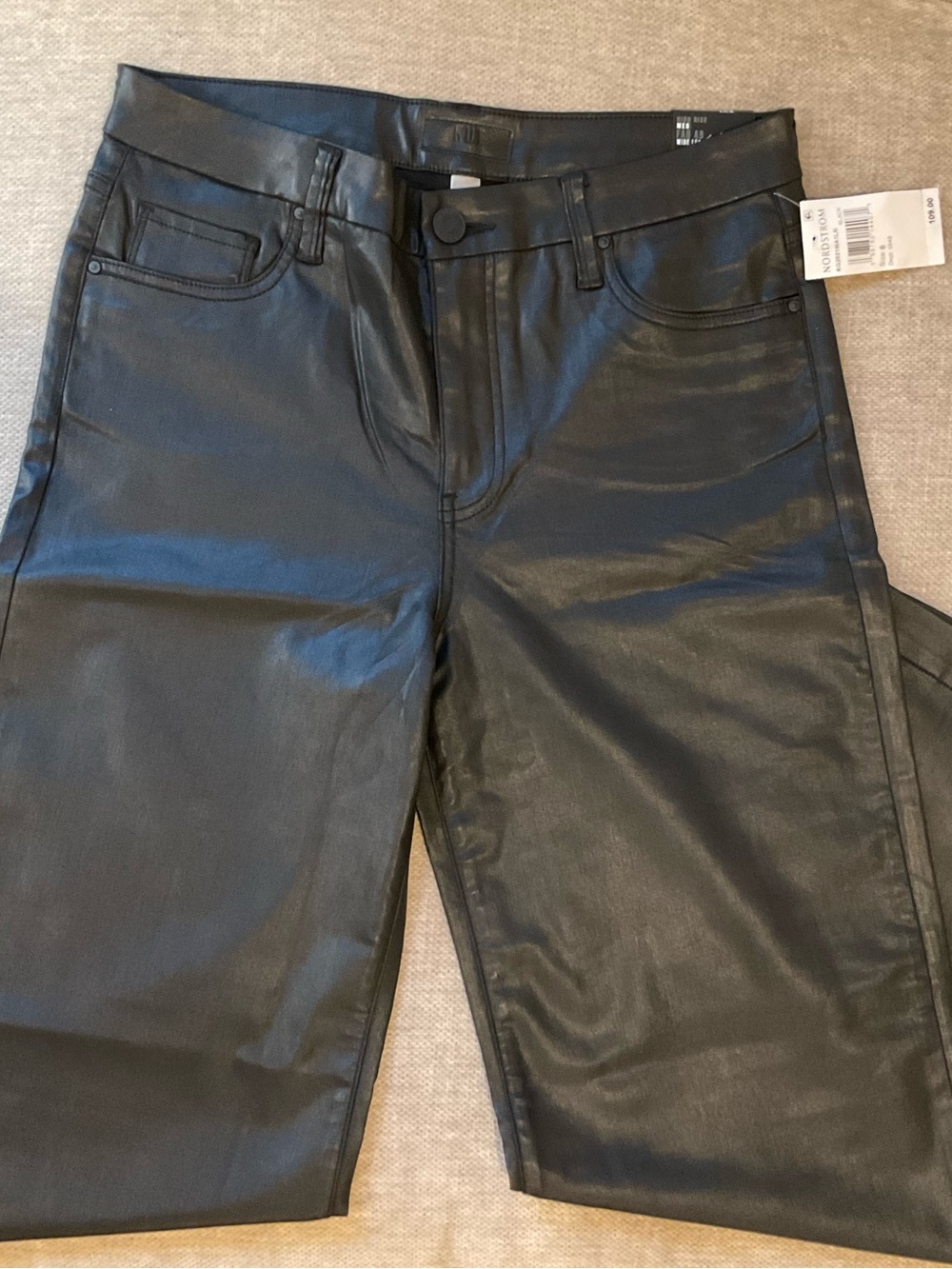 Kut from the Kloth Women’s Meg Black High Waist Wide Leg Coated Jeans